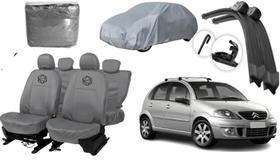 Kit Capa de Couro Cinza C3 2003 a 2012 + Capa de Cobrir