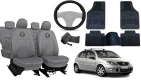 Kit Capa de Couro Cinza C3 2003 a 2012 + Elegância