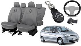 Kit Capa de Couro Cinza C3 2003 a 2012 + Tapete