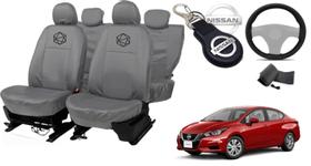 Kit Capa de Couro Cinza + Chaveiro + Volante Versa 19-22 Kit Capa de Couro Cinza + Chaveiro + Volante Versa 19-22