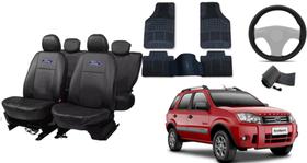 Kit Capa de Couro EcoSport 06-13 com Tapete e Capa de Volante Ajustável