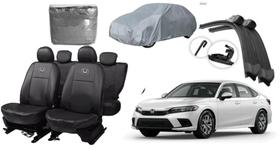 Kit Capa de Couro Honda Civic 20-24 + Limpador e Capa de Cobrir