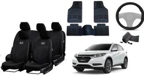 Kit Capa de Couro HR-V 15-24 + Tapetes Premium + Capa de Volante Luxuosa