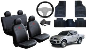 Kit Capa de Couro L200 2008 a 2015 + Tapete + Capa de Volante: Acessórios Exclusivos