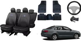 Kit Capa de Couro para Jetta 10-17 + Tapete + Capa de Volante - Sofisticação e Conforto