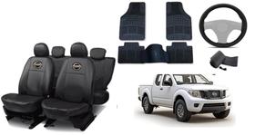 Kit Capa de Couro para Nissan Frontier + Tapetes e Capa de Volante Personalizados Kit Capa de Couro para Nissan Frontier + Tapetes e Capa de Volante Personalizados