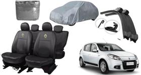 Kit Capa de Couro para Sandero 07-17 + Capa de Cobrir + Limpador de Parabrisa Sofisticado e Durável