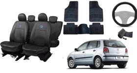 Kit Capa de Couro Polo 01-09 + Tapete Personalizado + Capa de Volante