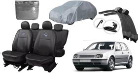 Kit Capa de Couro Premium Golf 00-06 + Capa de Cobrir e Limpador
