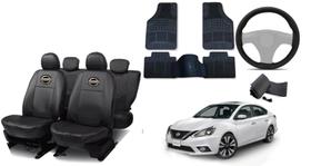 Kit Capa de Couro Premium para Sentra 20-24 + Tapete e Capa de Volante Customizados