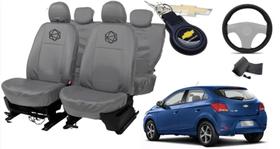 Kit Capa de Couro Resistente + Chaveiro + Volante Ônix