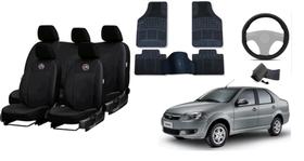 Kit Capa de Couro Siena 02-07 + Tapete + Capa de Volante Acessórios para Carros Modernos Kit Capa de Couro Siena 02-07 + Tapete + Capa de Volante Acessórios para Carros Modernos