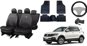 Kit Capa de Couro T-Cross 19-23 + Tapetes e Capa de Volante Personalizados Kit Capa de Couro T-Cross 19-23 + Tapetes e Capa de Volante Personalizados