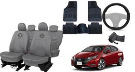 Kit Capa de Couro + Tapete + Volante Versa 21-24 + Cinza Kit Capa de Couro + Tapete + Volante Versa 21-24 + Cinza