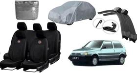 Kit Capa de Couro Uno 1984-2004 + Limpador de Parabrisa e Capa Protetora