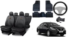 Kit Capa de Couro Versa 11-19 + Tapetes + Capa de Volante com Design Sofisticado