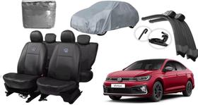 Kit Capa de Couro Virtus 18-23 + Capa de Cobrir + Limpador Automotivo