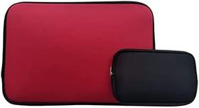 Kit Capa de Neroprene Protetora Para Notebook Vermelha e Estojo para Cabos ou Porta HD Preta