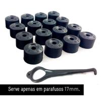 Kit Capa de Parafuso Chave 17 Preta Original VW 16 Peças