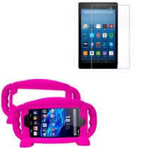 Kit Capa de Silicone Infantil com Alças + Película de Vidro 3D compátivel com Fire 7