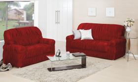 Kit Capa De Sofá 2 E 3 Lugares Malha Gel 21 Elásticos Vermelha Kit Capa De Sofá 2 E 3 Lugares Malha Gel 21 Elásticos Vermelha
