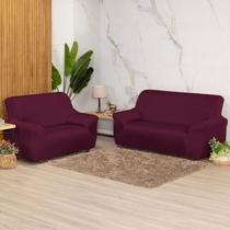Kit Capa de Sofá 2 e 3 lugares Vinho Renove