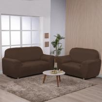 Kit Capa De Sofa 2E3 Lugares Ibitex Malha Lisa Coladinha Cor