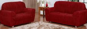 Kit Capa De Sofá 3 E 2 Lugares 21 Elasticos Malha Gel Ouro vermelho Kit Capa De Sofá 3 E 2 Lugares 21 Elasticos Malha Gel Ouro vermelho