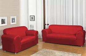 Kit capa de sofá 3 e 2 lugares ligadinha em malha