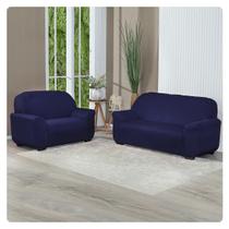 Kit Capa De Sofá Lisa 3 E 2 Lugares Cor Azul Marinho Kit Capa De Sofá Lisa 3 E 2 Lugares Cor Azul Marinho
