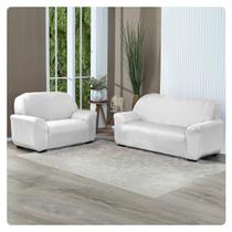 Kit Capa De Sofá Lisa 3 E 2 Lugares Cor Branco Kit Capa De Sofá Lisa 3 E 2 Lugares Cor Branco
