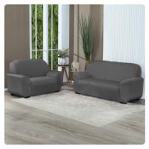 Kit Capa De Sofá Lisa 3 E 2 Lugares Cor Chumbo