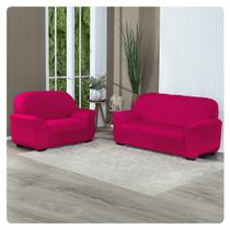 Kit Capa De Sofá Lisa 3 E 2 Lugares Cor Pink Kit Capa De Sofá Lisa 3 E 2 Lugares Cor Pink