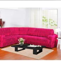 Kit Capa de Sofa Para Canto Elasticada Malha Gel Pink