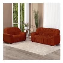 Kit Capa De Sofá Protetor 3 E 2 Lugares Elasticada Telha - Shop Casa Nobre