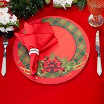 Kit Capa de Sousplat Estampado Natalina com Guardanapos Mesa Posta Jogo Americano 10 Lugares Decoração Natal
