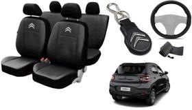 Kit Capa do Citroen C3 Fell Pack 2021 a 2024 + Chaveiro e Capa de Volante Premium e Confortável