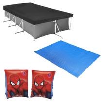 Kit Capa e Forro para Piscina 3000 Lts + Boia de Braco do Homem Aranha Mor