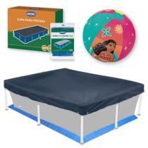 Kit Capa e Forro para Piscina 3000 Lts Mor + Bola Inflavel Princesas ( Piscina Nao Inclusa)