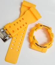 Kit capa e pulseira amarelo Fosco com escrita Preta em borracha para Ga-100, Ga-110, Ga-120, Gd-100, Gd-120, Gax-10