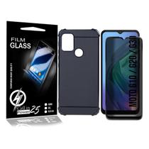 Kit Capa Emborrachada + Película De Privacidade Preta 3d P/ Moto G20 XT2128 6.5 - Cell In Power25