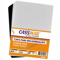 Kit Capa Encadernação A4 - Preta Couro + Cristal Line 500un Kit Capa Encadernação A4 - Preta Couro + Cristal Line 500un