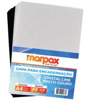 Kit Capa encadernação A4 - Preta Couro + Cristal Line 500un