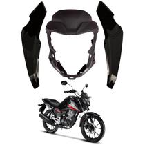 Kit capa farol frontal mascara + bananinha lateral honda cg titan fan 160 2025 2026 preto liso