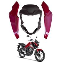 Kit capa farol mascara frontal + bananinha lateral honda cg titan fan 160 vermelho realeza 2025 2026 Kit capa farol mascara frontal + bananinha lateral honda cg titan fan 160 vermelho realeza 2025 2026