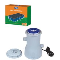 Kit Capa + Filtro Bomba 2.200 L/h Para Piscina Premium 5000 Litros - Mor
