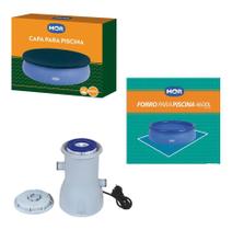 Kit Capa + Forro + Filtro Para Piscina Inflável Splash Fun 4600 L - Mor