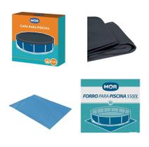 Kit Capa + Forro Para Piscina Estrutural Redonda 5500 L Mor