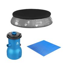 Kit Capa + Forro para Piscina Inflavel 4600 L Mor + Filtro 110v 3028 L/H