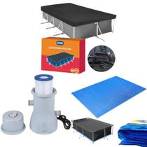 Kit Capa + Forro para Piscina Retangular 10.000 Litros + Bomba 3600 L/H 110v Mor